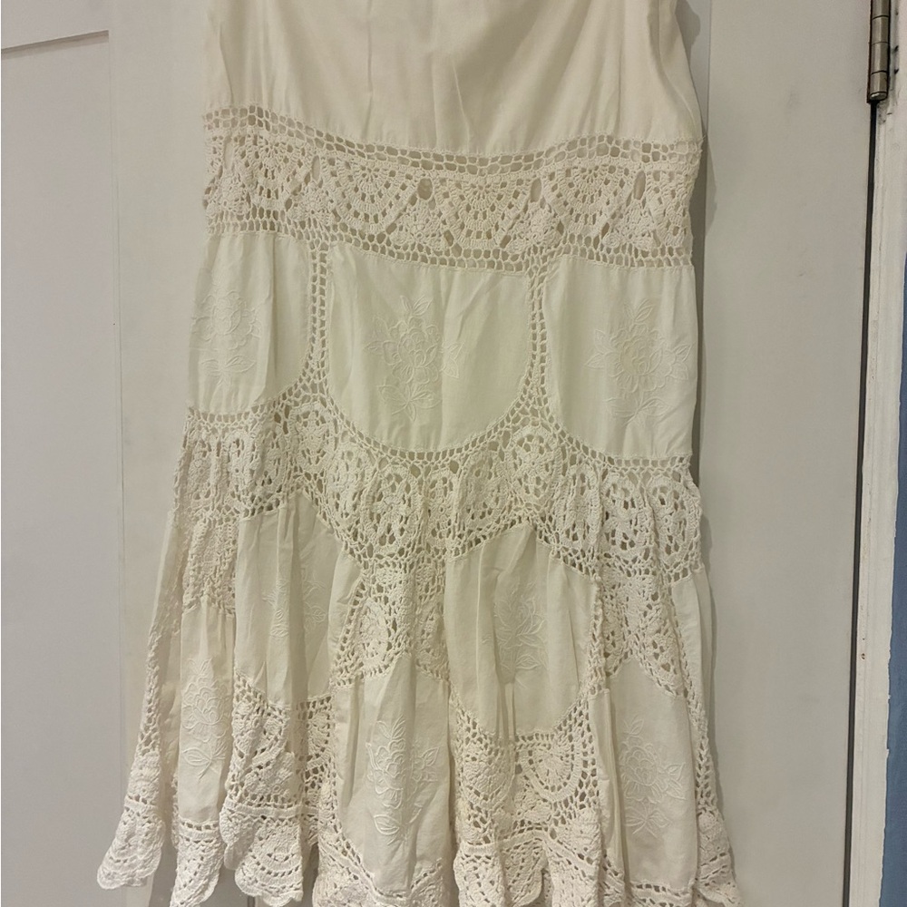 BCBG Cream Lace A-Line Skirt